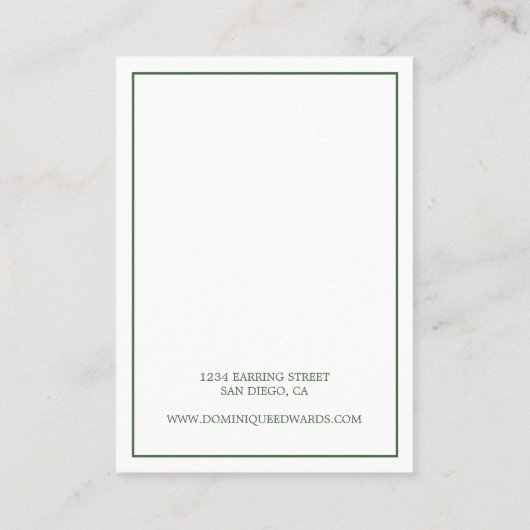 Palm Tree Green Ketting Display Visitekaartje (Achterkant)