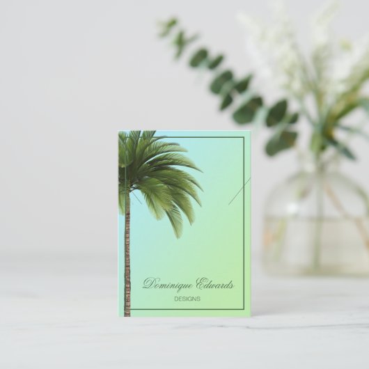Palm Tree Green Modern Display Visitekaartje (Staand voorkant)