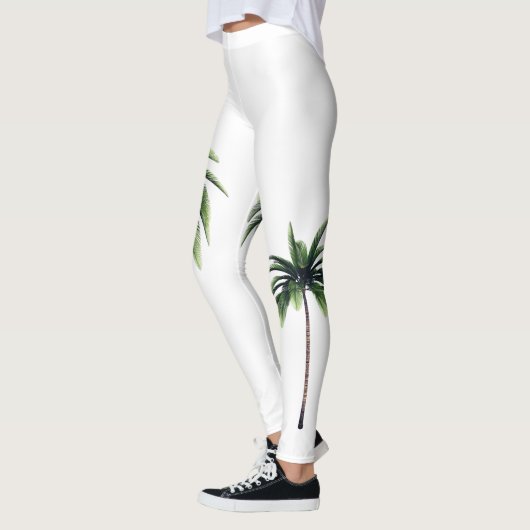 Palm Tree Green White Summer Vibes Mode vrouwen Leggings (Links)