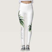 Palm Tree Green White Summer Vibes Mode vrouwen Leggings (Voorkant)