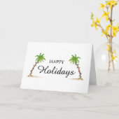 Palm Tree Happy Holidays Tropical Beach Christmas Kaart (Gele Bloem)