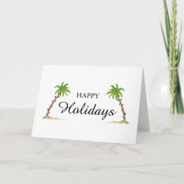 Palm Tree Happy Holidays Tropical Beach Christmas Kaart