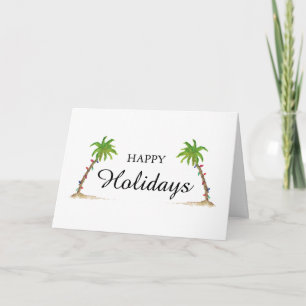 Palm Tree Happy Holidays Tropical Beach Christmas Kaart
