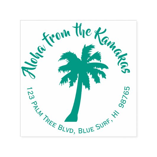 Palm Tree Hawaïaanse retouradres stempel op maat (Design)
