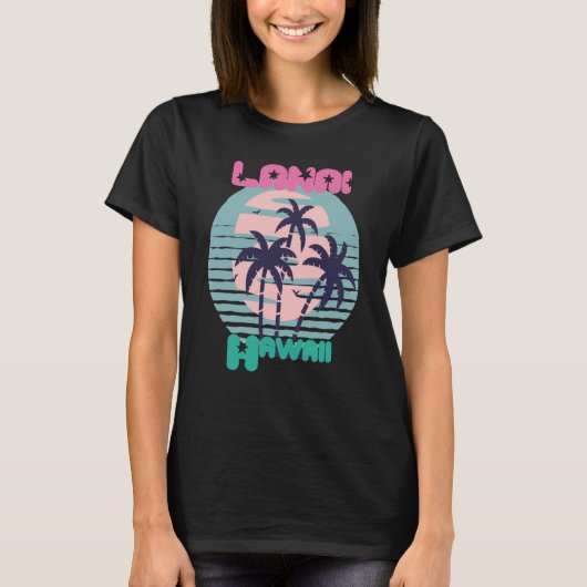 Palm tree Hawaii Lanai Vacation Beach Ocean T-shirt (Voorkant)