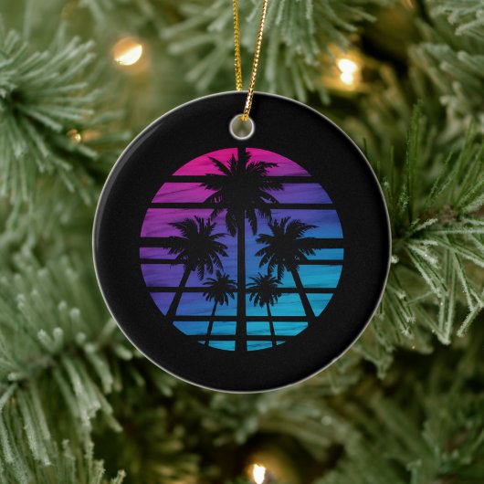 Palm Tree Hawaiian Beach Summer Vacation Keramisch Ornament (Boom)