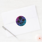 Palm Tree Hawaiian Beach Summer Vacation Ronde Sticker (Envelop)