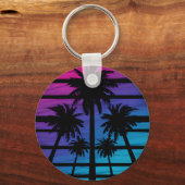 Palm Tree Hawaiian Beach Summer Vacation Sleutelhanger (Voorkant)