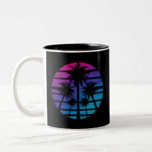 Palm Tree Hawaiian Beach Summer Vacation Tweekleurige Koffiemok