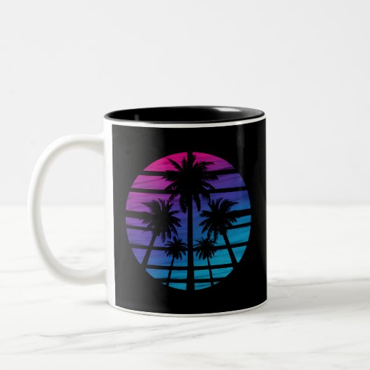 Palm Tree Hawaiian Beach Summer Vacation Tweekleurige Koffiemok (Links)