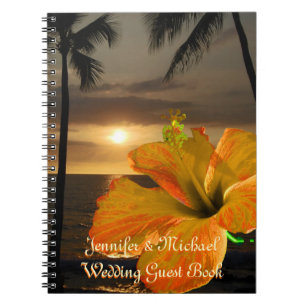 Palm Tree Hibiscus Tropical Weduwboek Notitieboek