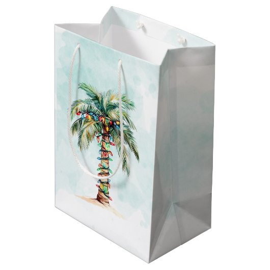 Palm Tree Holiday Beach Kerstmis Medium Cadeauzakje (Achterkant Gekanteld)
