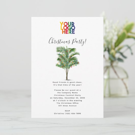 Palm Tree Holiday Business Logo Kerstfeest (Staand voorkant)