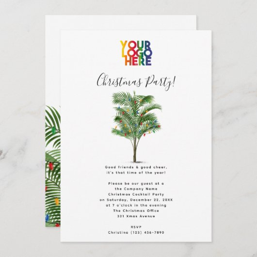 Palm Tree Holiday Business Logo Kerstfeest (Voorkant / Achterkant)