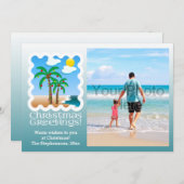 Palm Tree Holiday Lights Strand Kerstmis Fotokaart Feestdagenkaart (Voorkant / Achterkant)