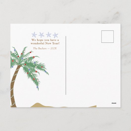 Palm Tree Holiday Photo Briefkaart (Achterkant)