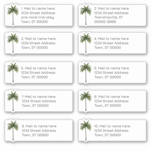 Palm Tree Individuele adres mailinglabels Sticker (Voorkant)