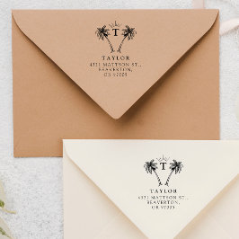 Palm-tree  Initiaal & het Adres van de Terugkeer v Rubberstempel