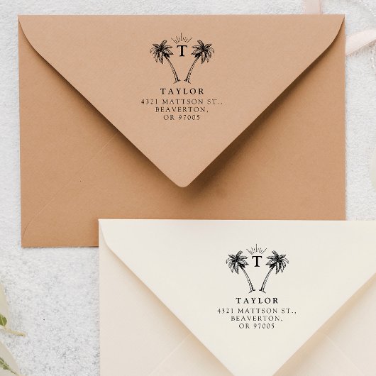 Palm-tree  Initiaal & het Adres van de Terugkeer v Rubberstempel