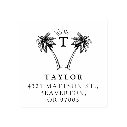 Palm-tree Initiaal & het Adres van de Terugkeer v Rubberstempel (Afrduk)