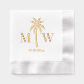 Palm Tree Initial Couple Wedding Monogram Date #5 Folie Servetten (Voorkant)