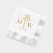 Palm Tree Initial Couple Wedding Monogram Date #5 Folie Servetten (Links)
