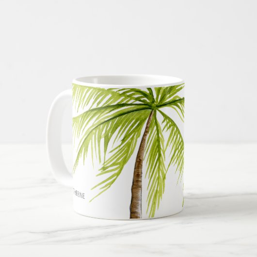 Palm Tree Island Beach Monogram Koffiemok (Voorkant links)