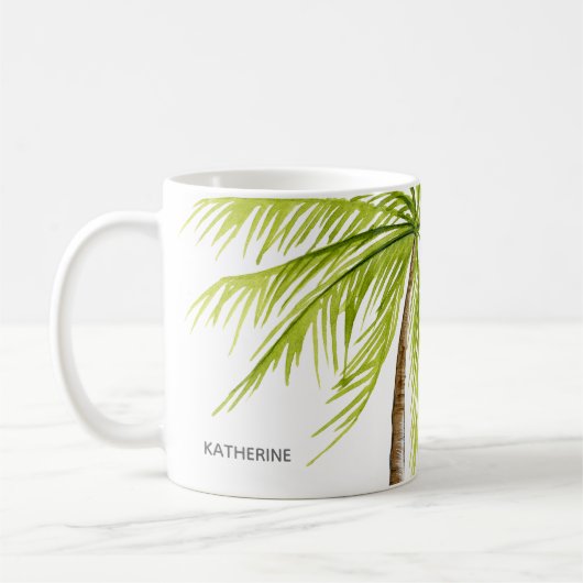 Palm Tree Island Beach Monogram Koffiemok (Links)