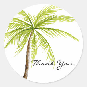 Palm Tree Island Beach Tropisch Modern Dank u Ronde Sticker