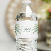 Palm Tree Island Bestemming Groene bruiloft Waterfles Etiket