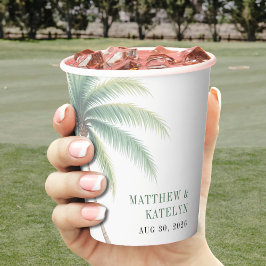 Palm Tree Island Destination Green Wedding Papieren Bekers