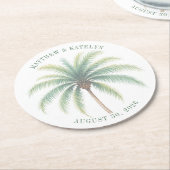 Palm Tree Island Destination Green Wedding Ronde Kartonnen Onderzetter (Gebogen)
