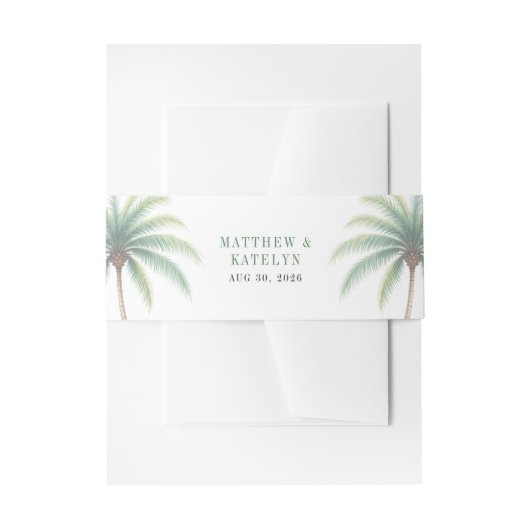 Palm Tree Island Destination Green Wedding Uitnodigingen Wikkel (Voorkant Voorbeeld)