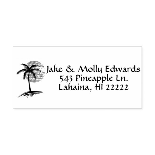 Palm Tree Island Silhouette Personalized Zelfinktende Stempel (Design)