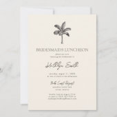 Palm Tree Ivoor Minimalistische Bruidsmeisjes Lunc Kaart (Voorkant)