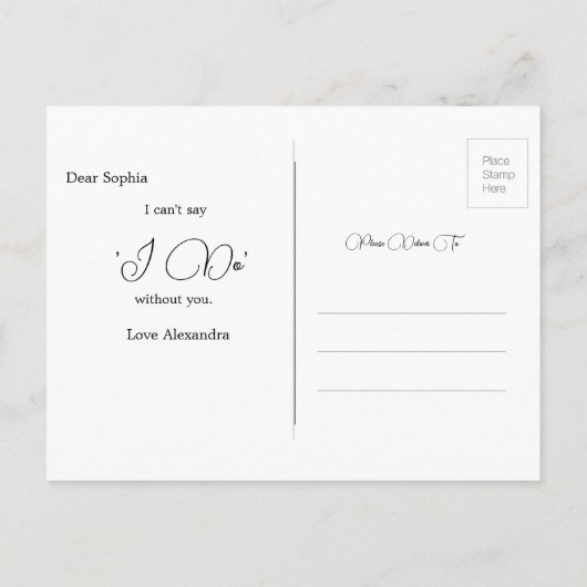 Palm Tree, jij wordt mijn bruidsmeisje Uitnodiging Briefkaart (Achterkant)