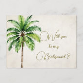 Palm Tree, jij wordt mijn bruidsmeisje Uitnodiging Briefkaart (Voorkant)