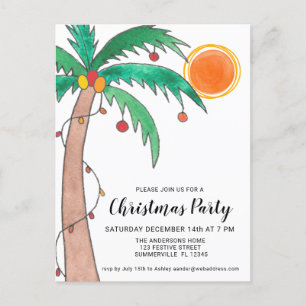 Palm Tree-kerstfeest  Uitnodiging Briefkaart