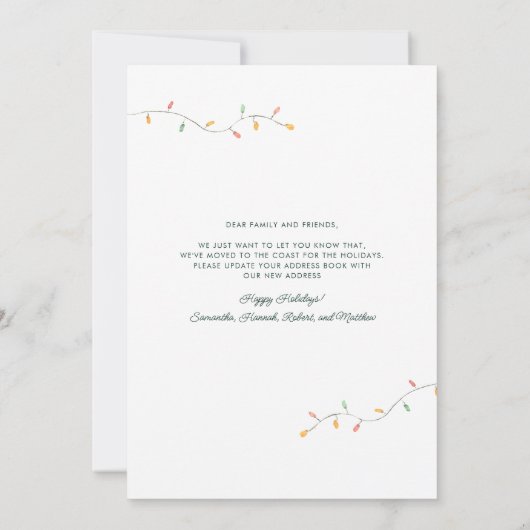 Palm Tree-kerstfeestdag, nieuw adres verplaatsen Aankondiging (Achterkant)