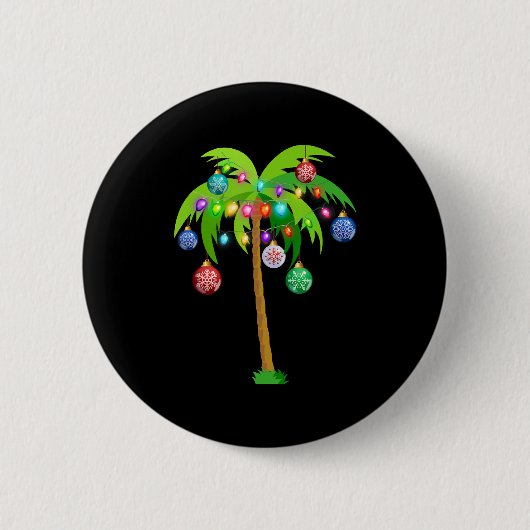 Palm Tree-kerstlampjes Funny Beach Summer Ronde Button 5,7 Cm (Voorkant)