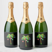 Palm Tree-kerstlampjes Funny Beach Summer Sparkling Wijnetiket (Flessen)