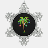 Palm Tree-kerstlampjes Funny Beach Summer Tin Sneeuwvlok Ornament (Voorkant)