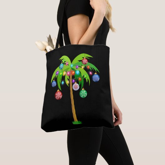 Palm Tree-kerstlampjes Funny Beach Summer Tote Bag (Dichtbij)