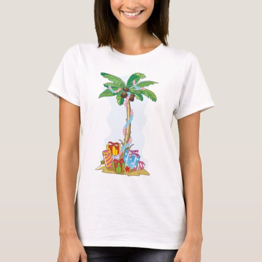 Palm Tree-kerstmis met cadeaus T-shirt (Voorkant)