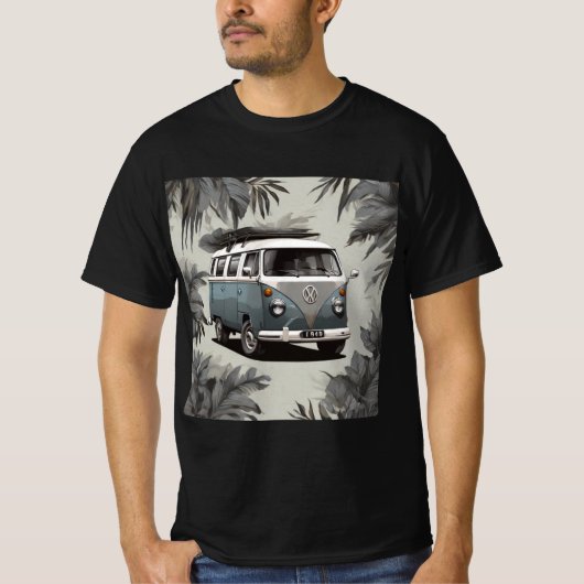 "Palm Tree Kombi Shirt - Coastal Vintage Van Lover (Voorkant)