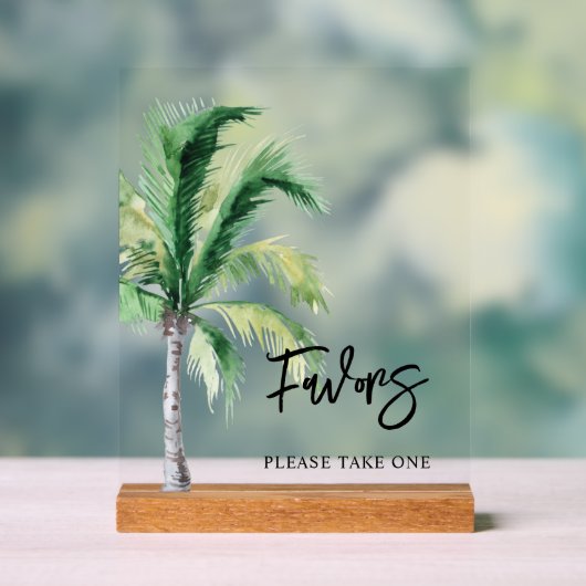 Palm Tree kustbestemming bruiloft gunsten Acryl Bord (Neutraal)