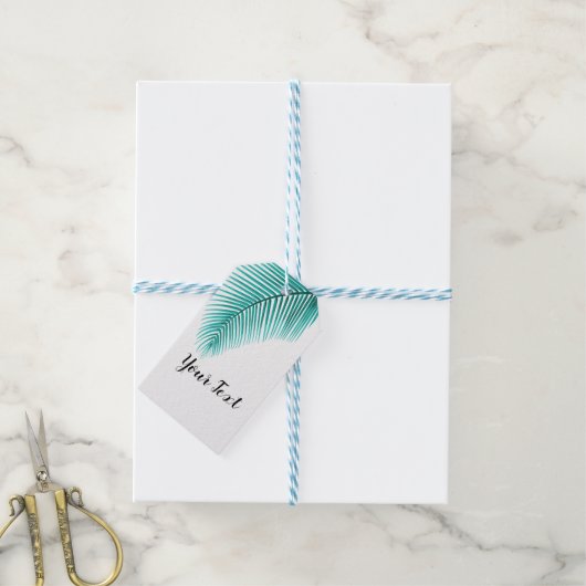 Palm Tree Leaf Gift Label, tropische turkoois Cadeaulabel (Met Touw)