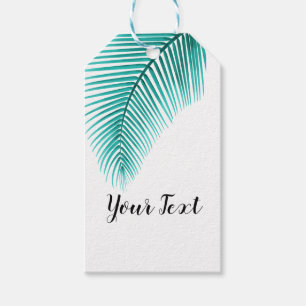 Palm Tree Leaf Gift Label, tropische turkoois Cadeaulabel