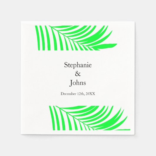 Palm Tree Leaf Green Leaves Elegant Wedding Servet (Voorkant)