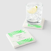 Palm Tree Leaf Green Leaves Elegant Wedding Stenen Onderzetter (Zijkant)